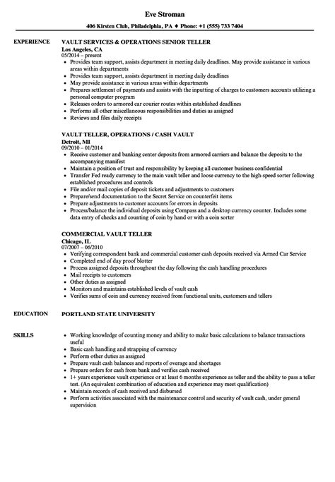 vault cashier resume examples|Professional Vault Teller Resume Examples .
